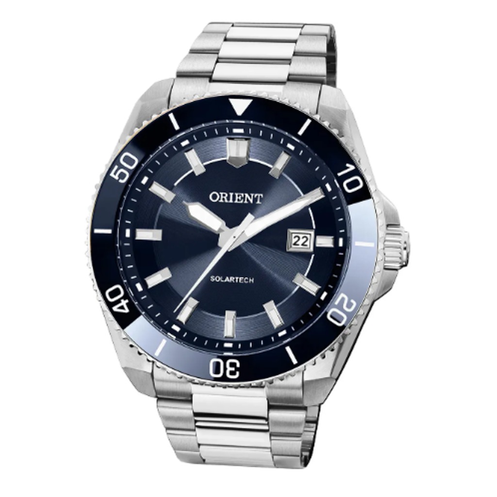 Relógio Orient Solartech Masculino Azul Aço Inoxidável 100m